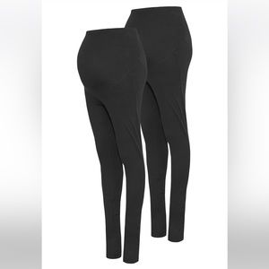 2 PACK MATERNITY LEGGINGS-BLACK-EXTRA LONG